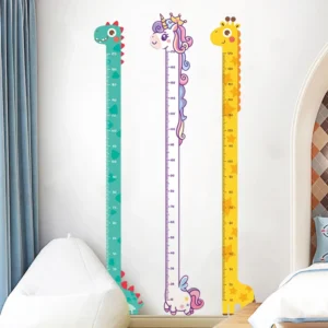 Cute Cartoon Height Sticker Unicorn Dinosaur Giraffe Wall Height Measuring Ruler Stickers For Kids Room Kindergarten Decor 1