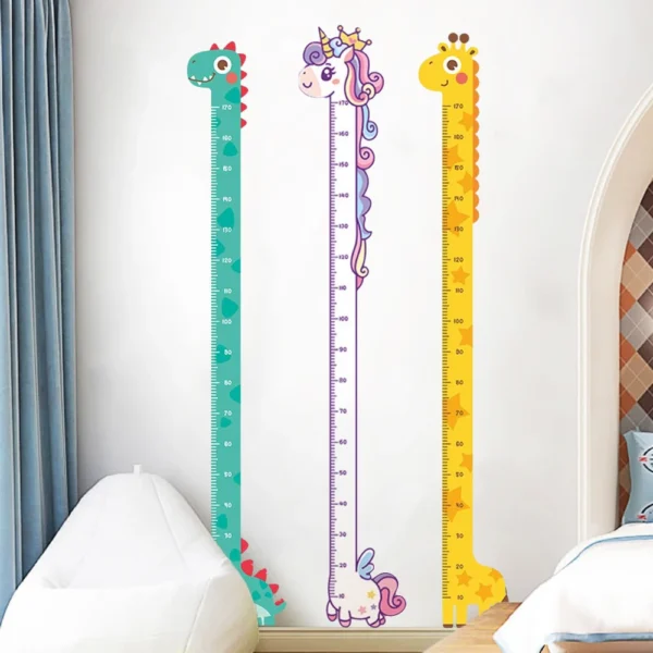 Cute Cartoon Height Sticker Unicorn Dinosaur Giraffe Wall Height Measuring Ruler Stickers For Kids Room Kindergarten Decor 1