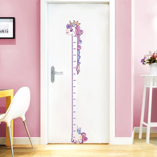 Cute Cartoon Height Sticker Unicorn Dinosaur Giraffe Wall Height Measuring Ruler Stickers For Kids Room Kindergarten Decor 4